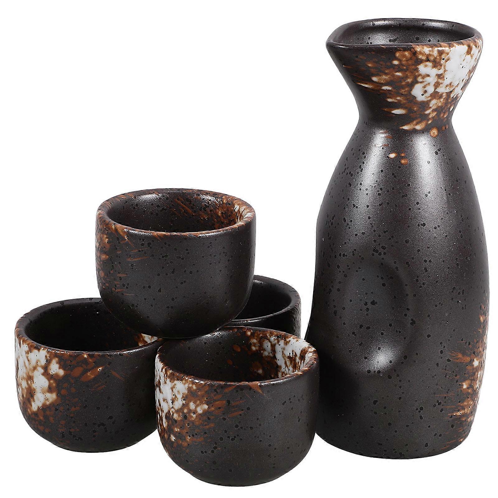 Japanese Sake Set for Serving Wine Ceramic Pot and Cups 1Set