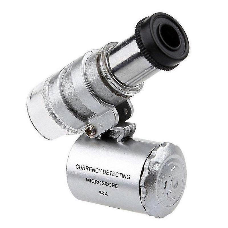 Mini Microscope With Led Light 60x Portable Magnifying Glass ZPG