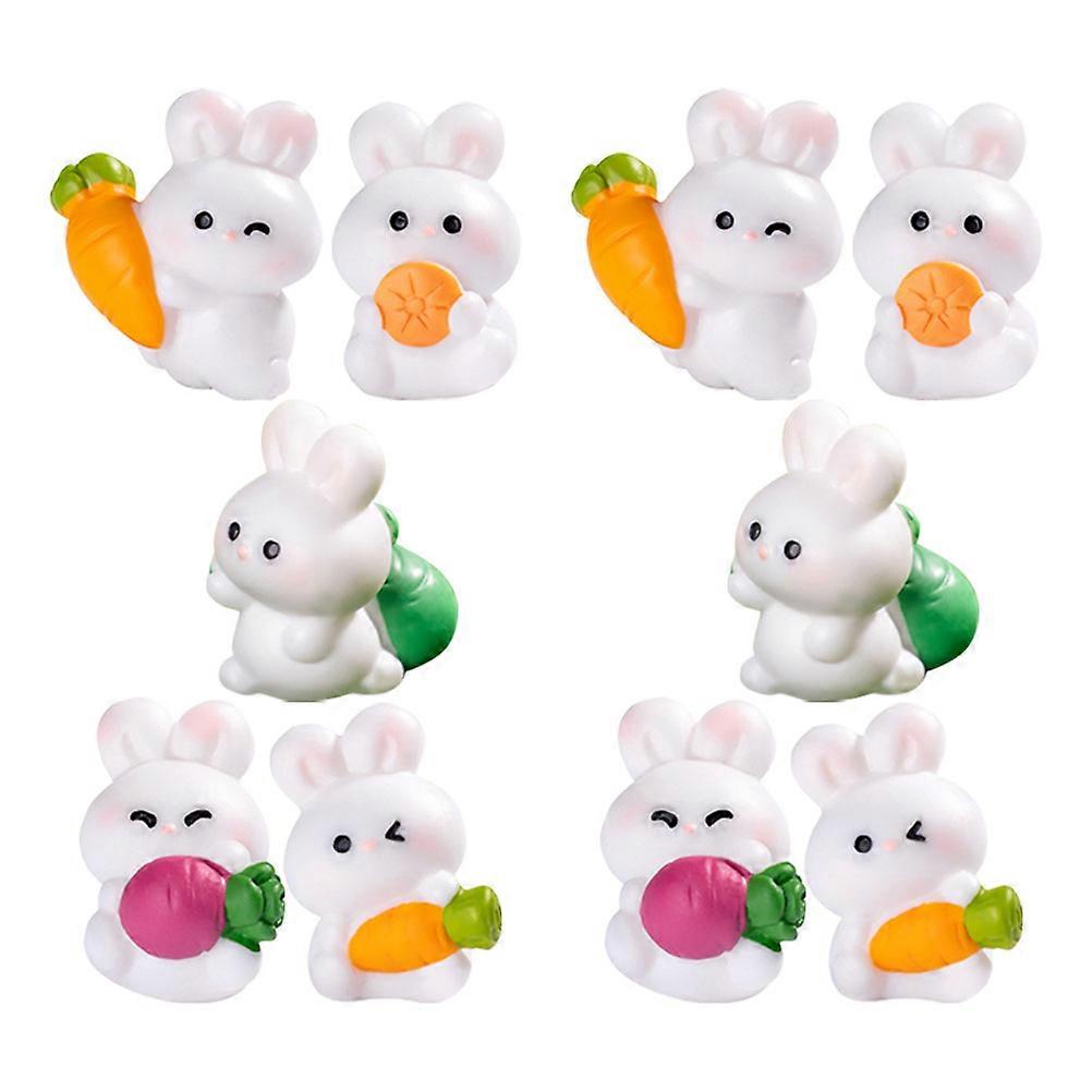 Mini Resin Rabbit Figurines for Cute Garden Decor 10Pcs Assorted Colors