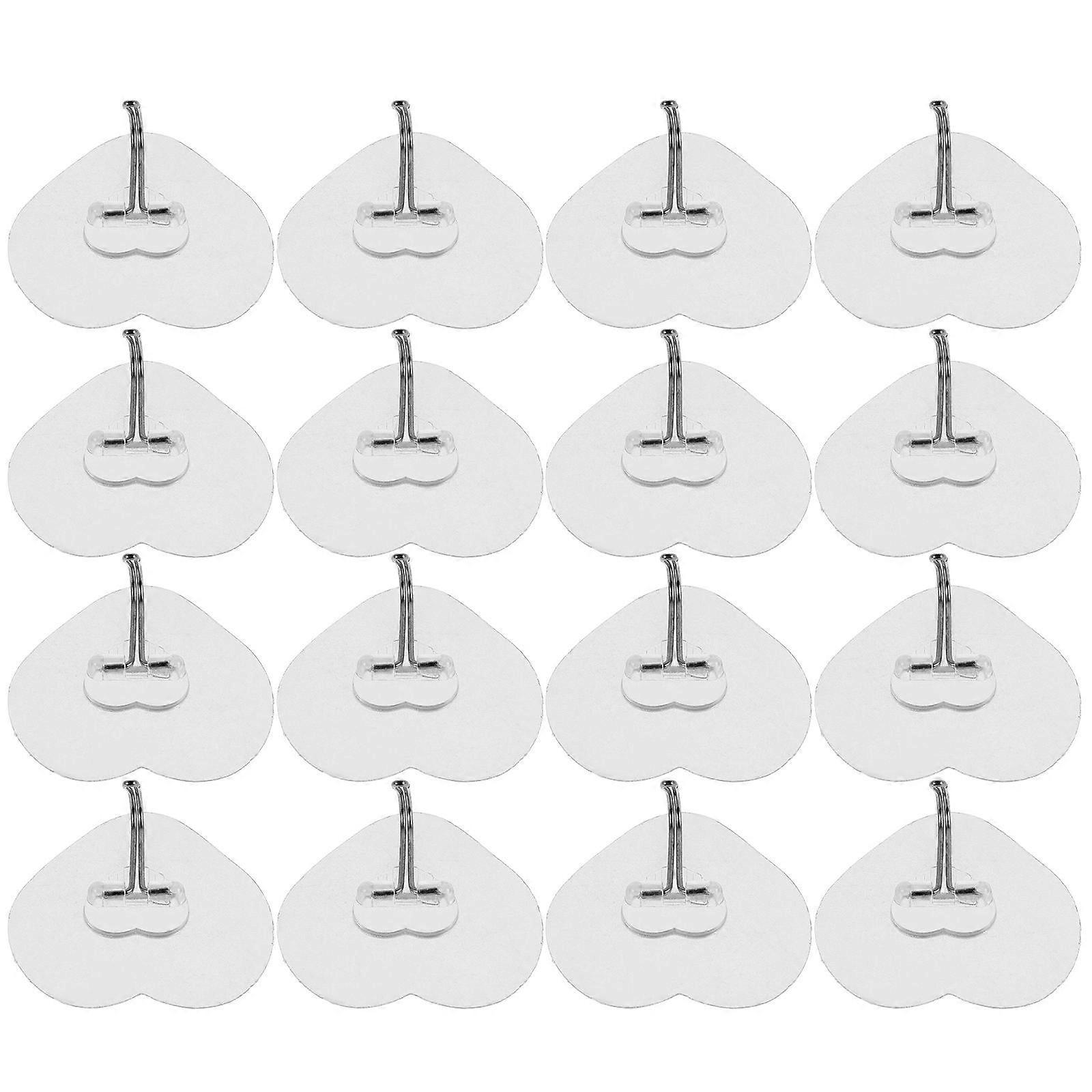 Transparent Heart Shaped Hooks for Hanging 20Pcs Adhesive Wall Hooks