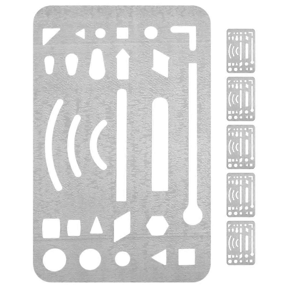 6Pcs Stainless Steel Letter Erasing Shield Drawing and Drafting Tools Template