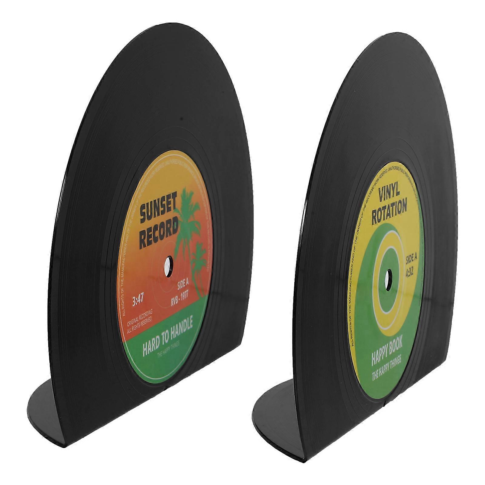 Black Glue Vinyl Record Bookend for Home Use 1Set Organizer