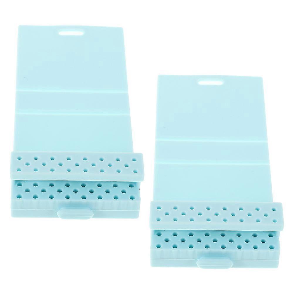 Sky-Blue Nail Drill Bit Holder Organizer for Manicure Tools 2Pcs Set
