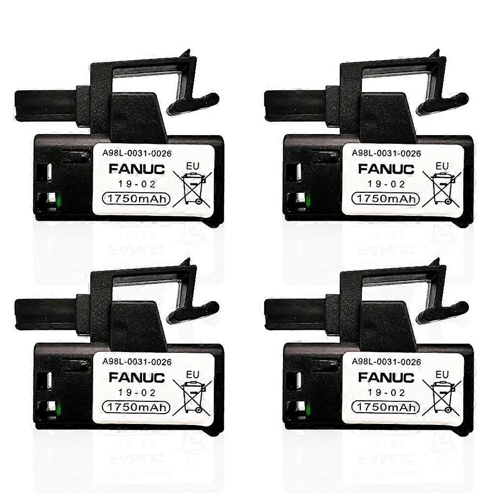 4 PCS PLC Battery for FANUC A98L00310026 3V 1750mAh CNC Controller 3P Plug Long Runtime
