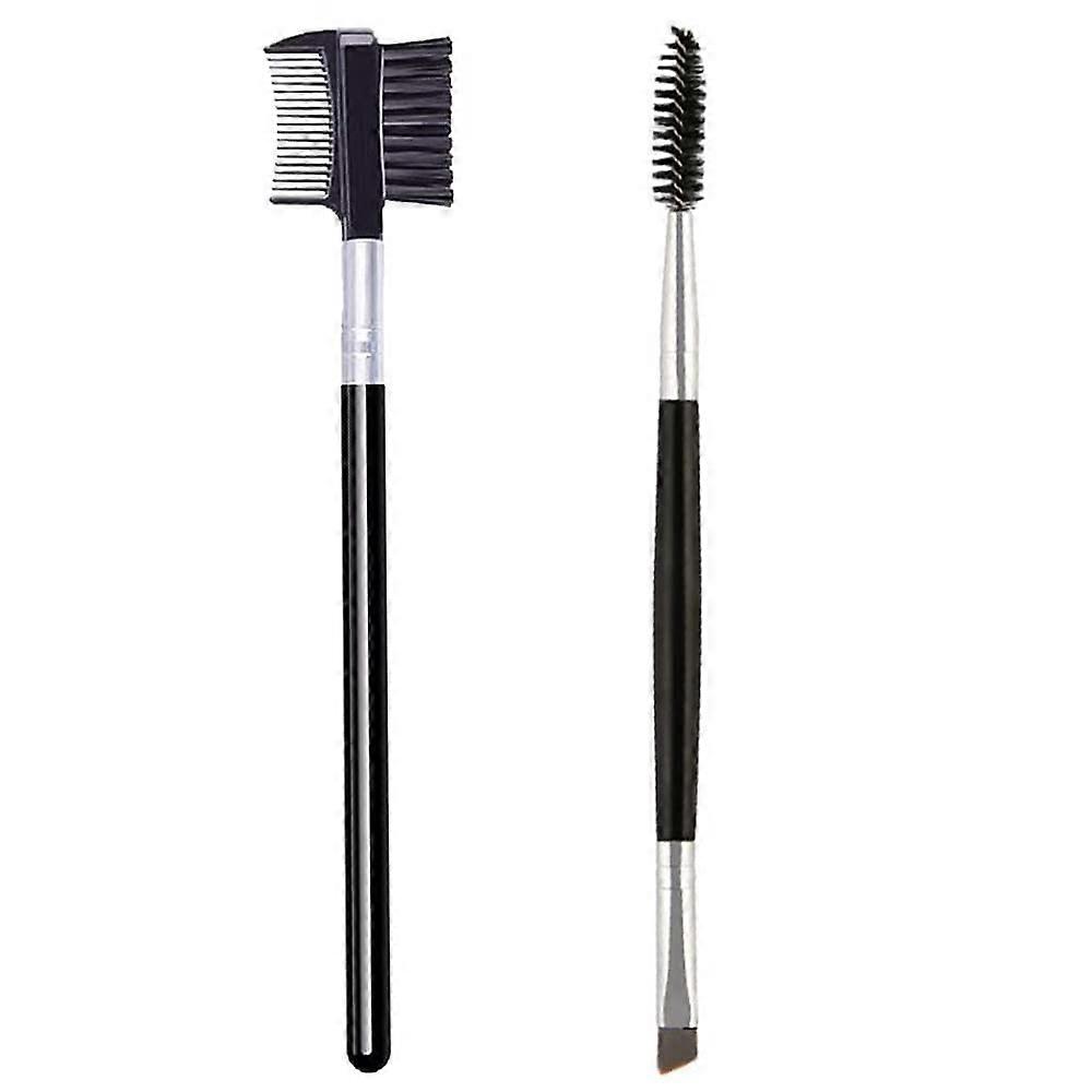Dual Eyebrow Brush and Eyelash Comb Set for Precision Brow Shaping and Lash Grooming, 2 Pack
