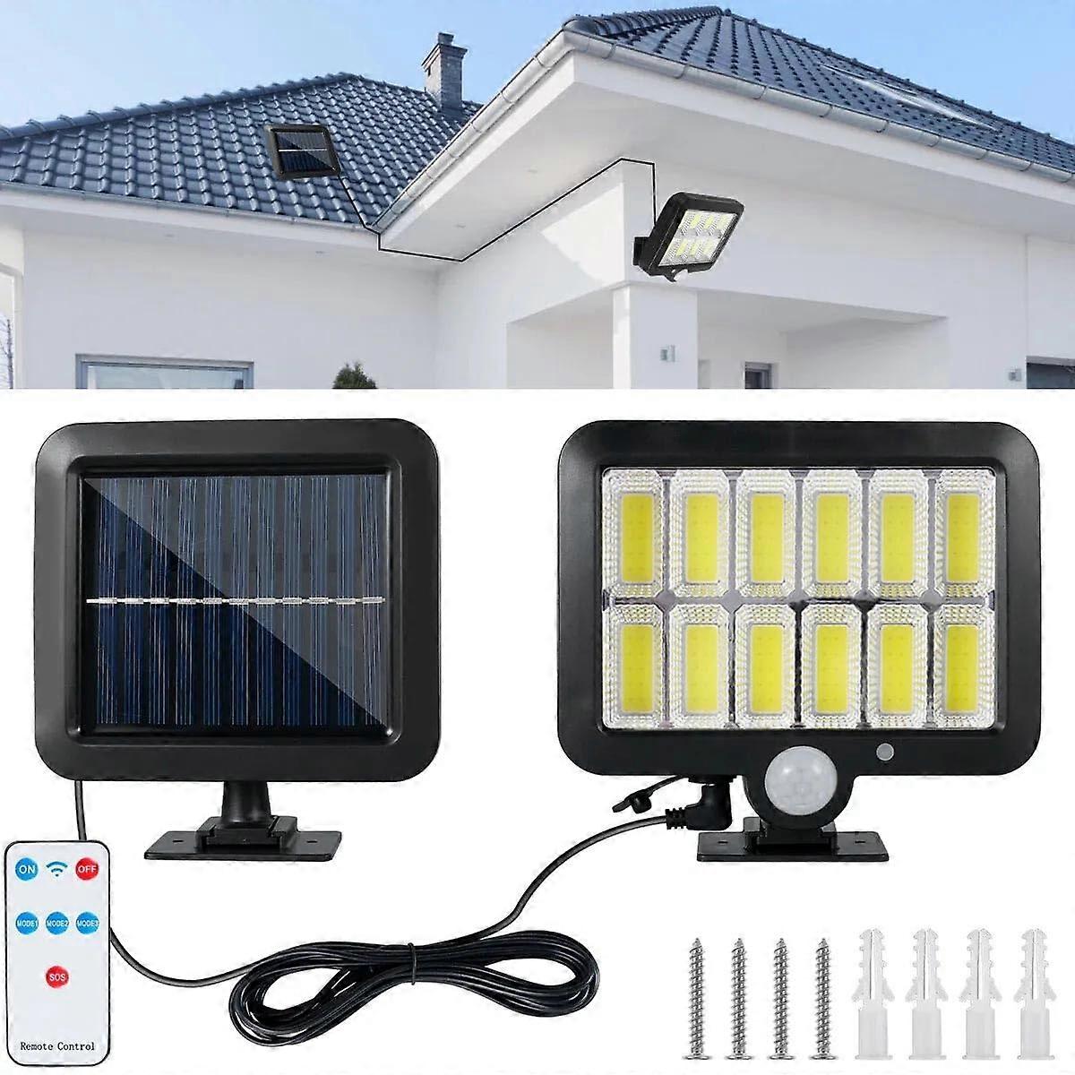 Solar Security Lights 2500LM 120 LED Outdoor Motion Sensor Flood Lights with Remote Control IP65