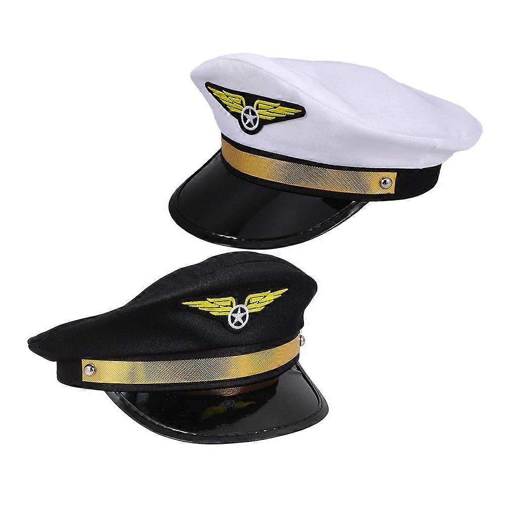 Flying Hat Pilot Captain Hat 2Pcs Adjustable for Cosplay and Stage Use