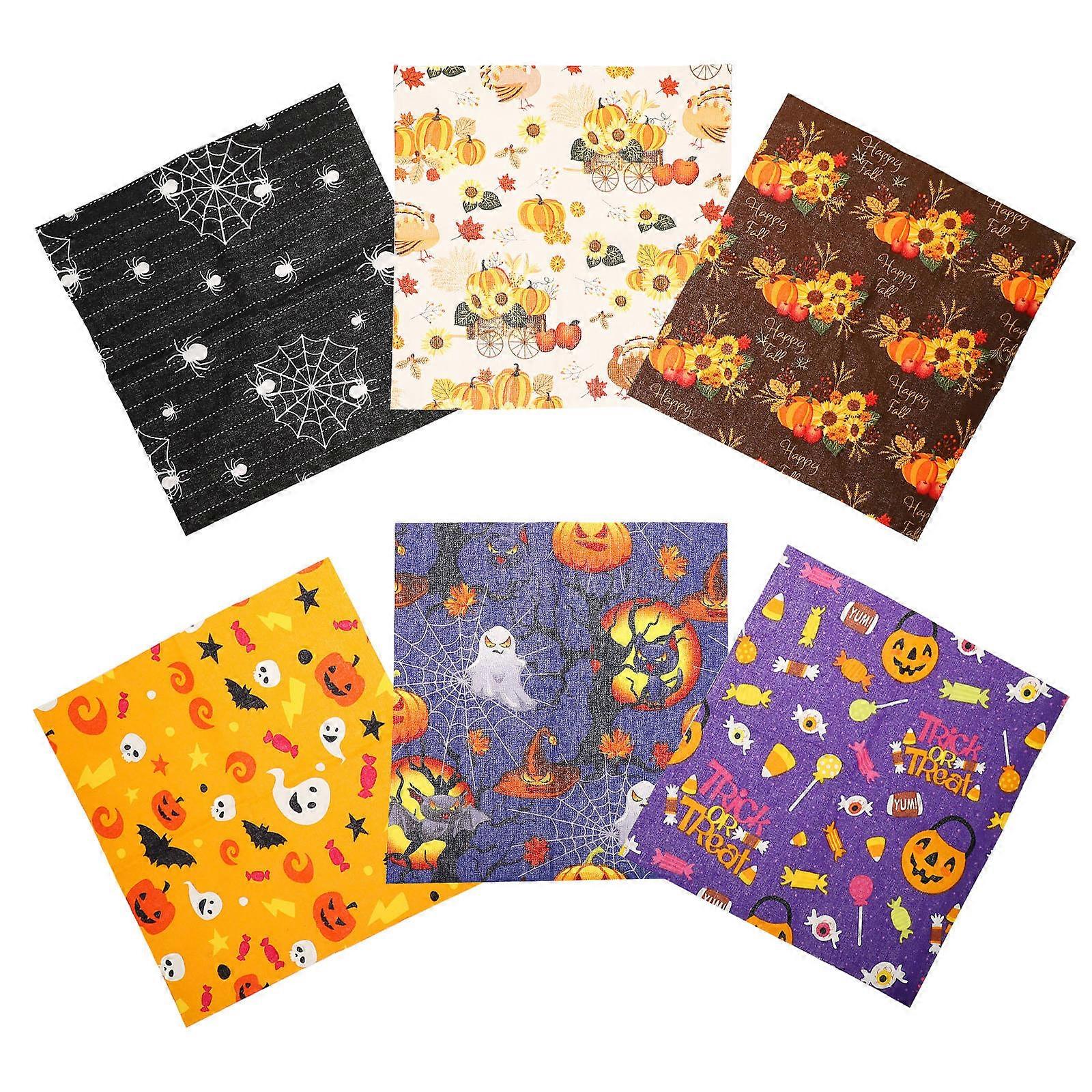 Halloween Cotton Fabrics for DIY Crafts 18Pcs Pumpkin Ghost