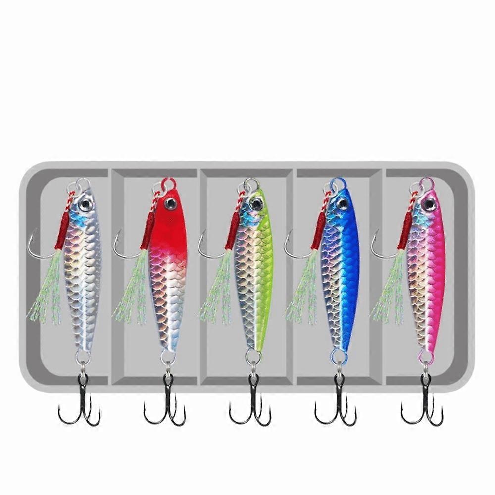 5 pi��ces Super dur Simulation leurres de poisson coulant rapide 7/10/15/20G Kit de leurres de p��che bo?te de rangement appat artificiel appa