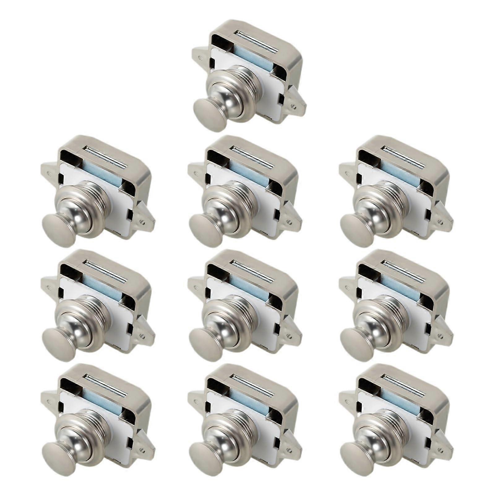 10Pcs Push Button Cabinet Lock Keyless Cupboard Latch for Camper Caravan Drawer Doors