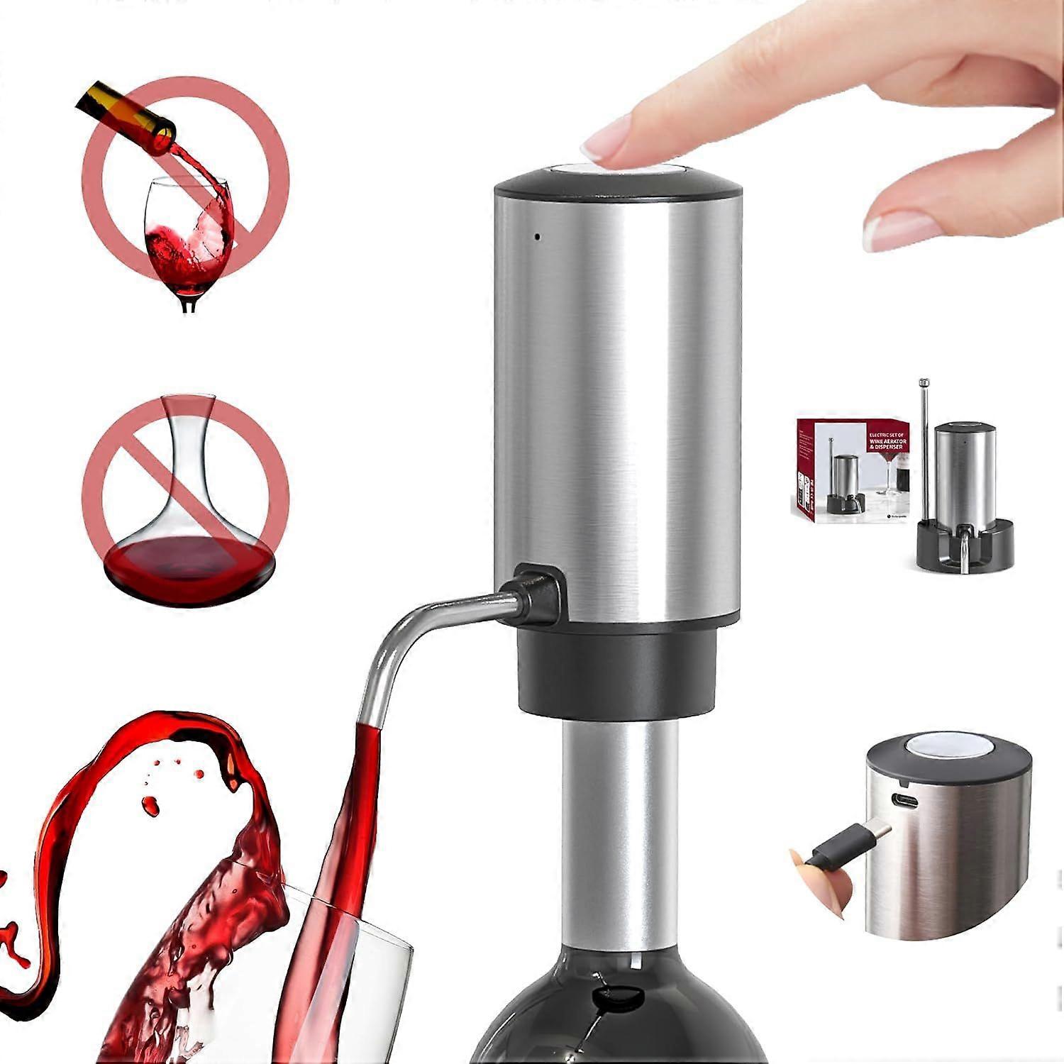 Electric Wine Decanter Automatic Wine Aerator Dispenser Pourer, USB-C