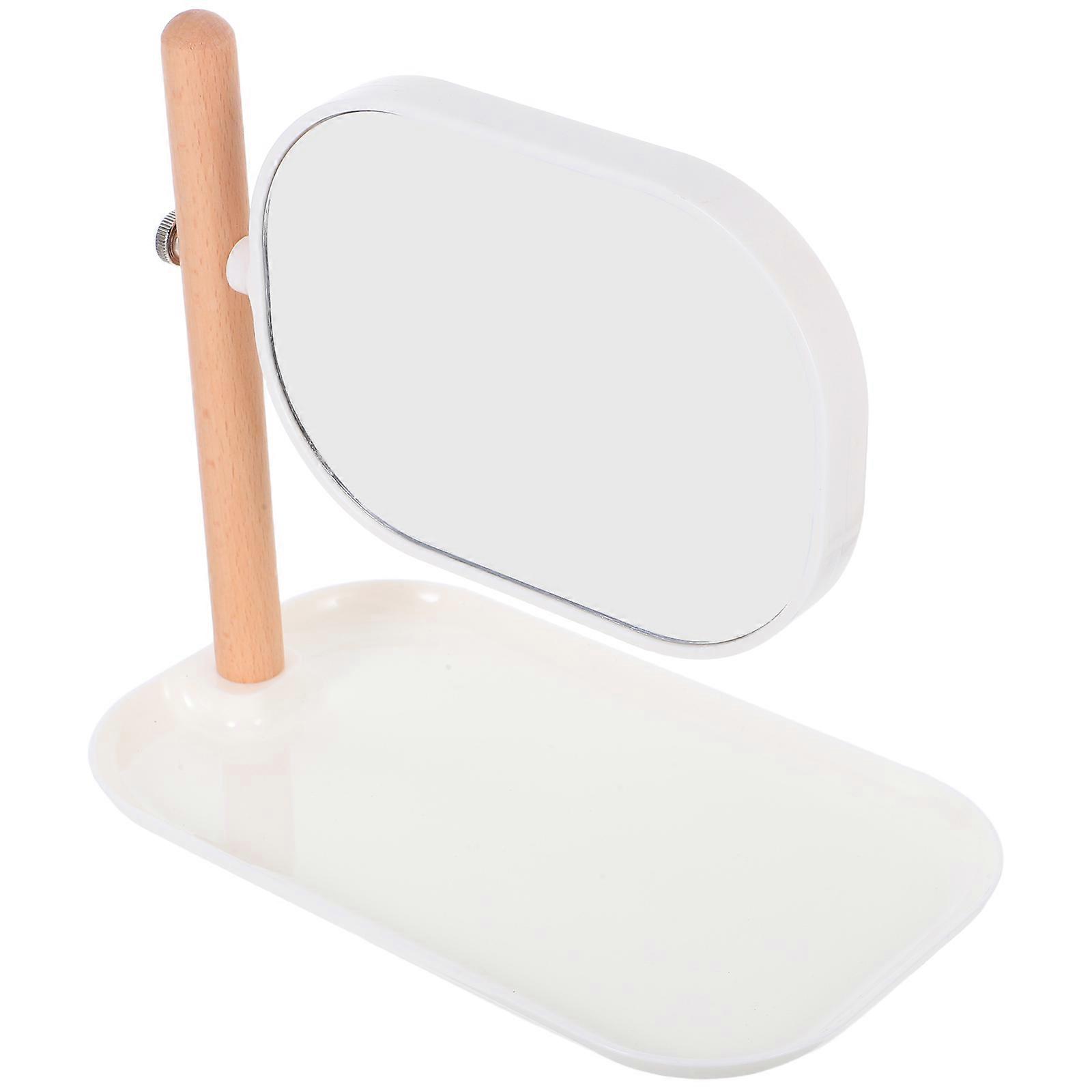 Decorative Oval Mirror Rotating Makeup Mirror with Tray for Dressing Table