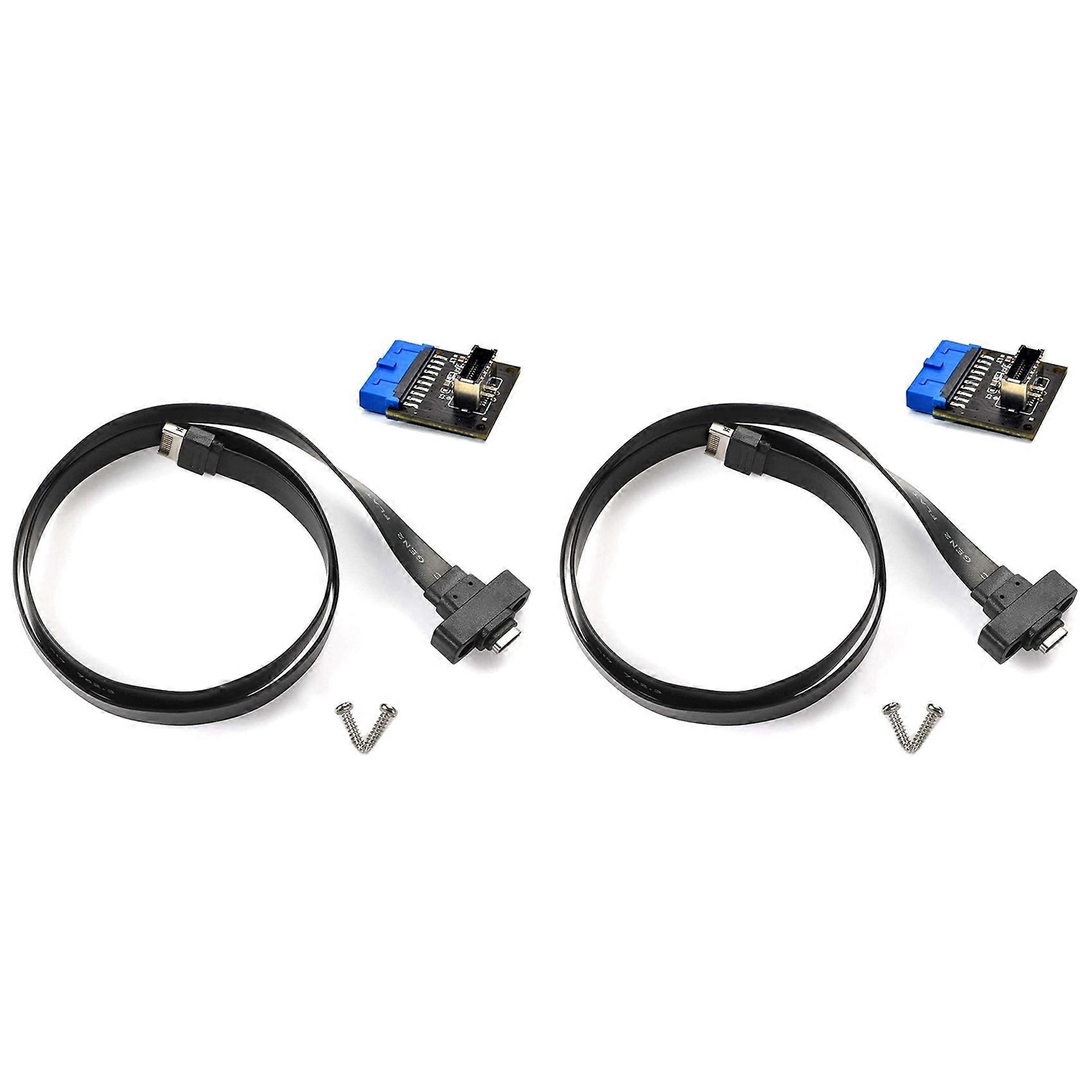 2X USB 3.1 Type C Front Panel Header Extension Cable 50 Cm, USB 3.1 Type E to USB 3.1 Type C Cable,Gen 2 10 Gbps Cable