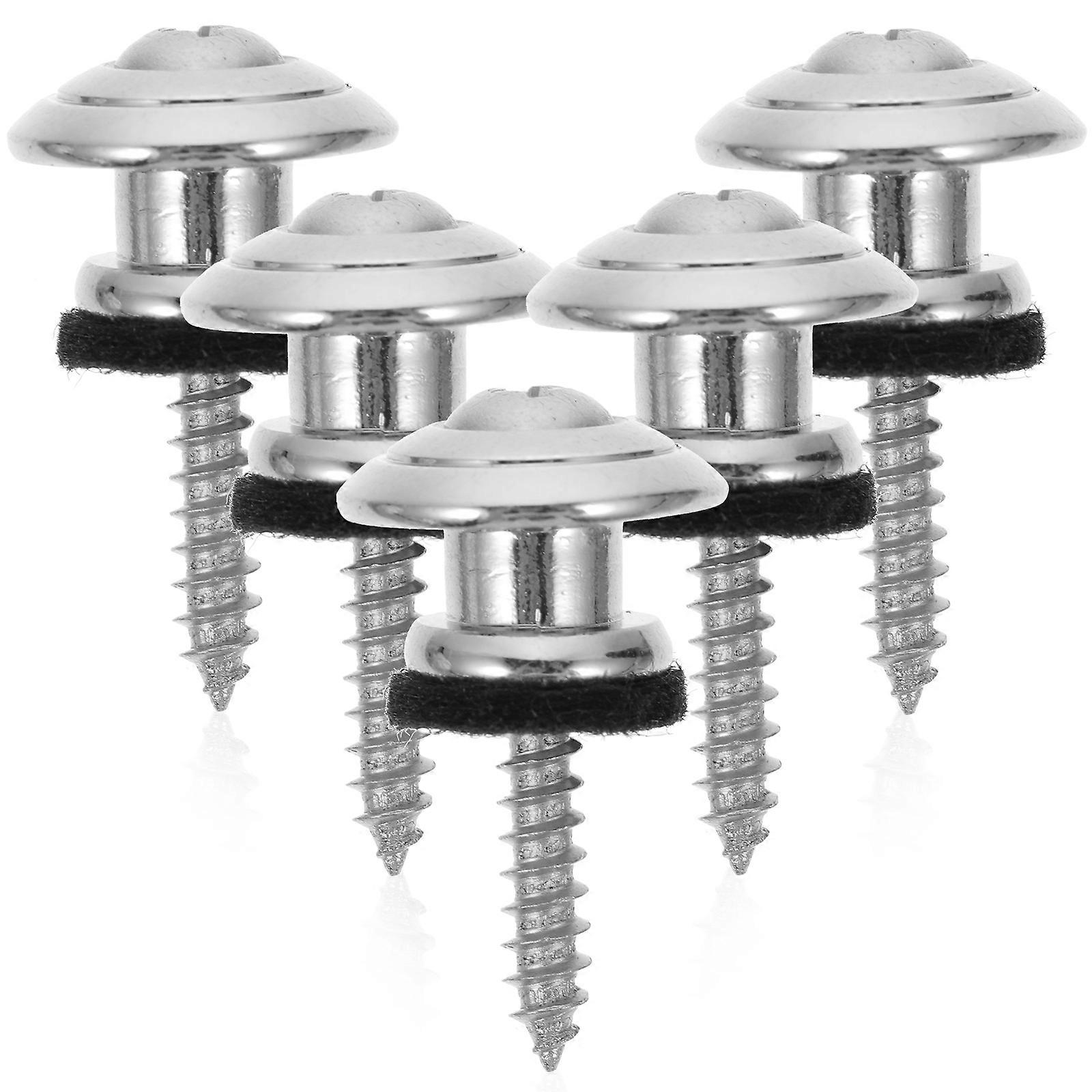 Security Strap Lock System Guitar Strap Button Lock Pin for Musical Instruments Use Metal Silver Function 5Pcs