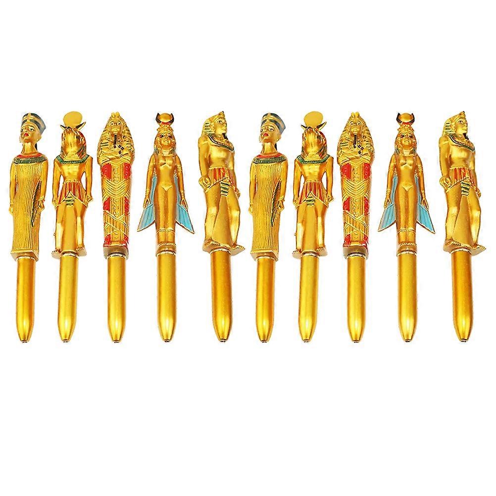 Golden Writing Pens with Egyptian Elements for Daily Use 10Pcs Pack