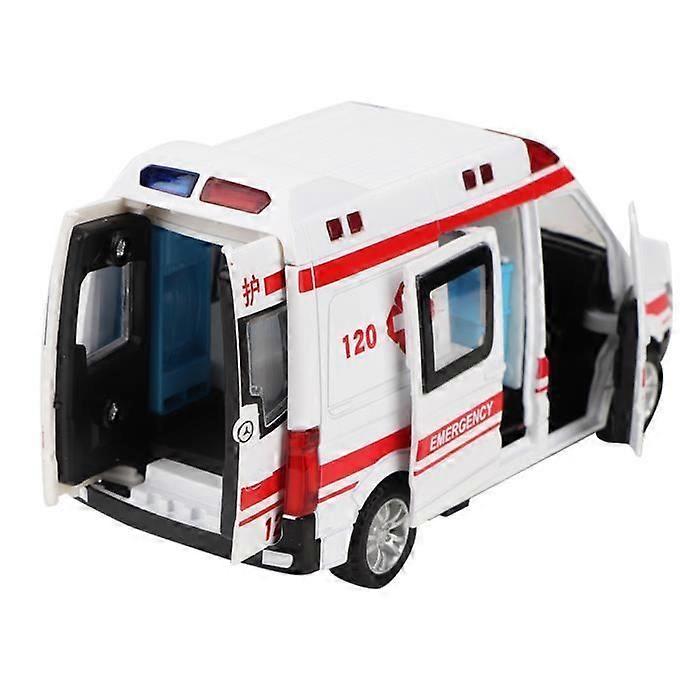 Alloy Ambulance Toy - LED - Pull Friction - White