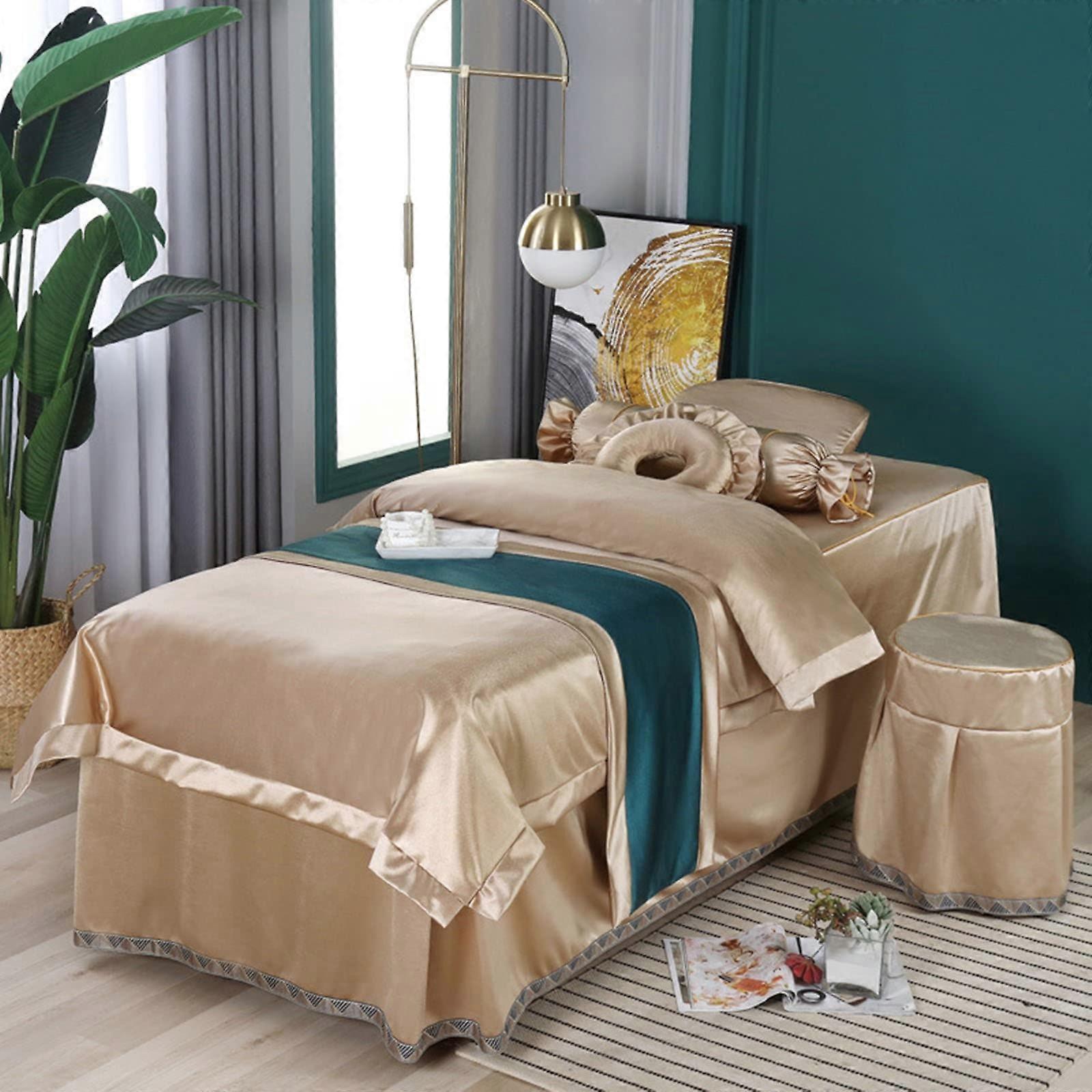 Soft Microfiber Massage Table Sheet Set with Skirt, Full Privacy Coverage, 70x185cm Spa Linen