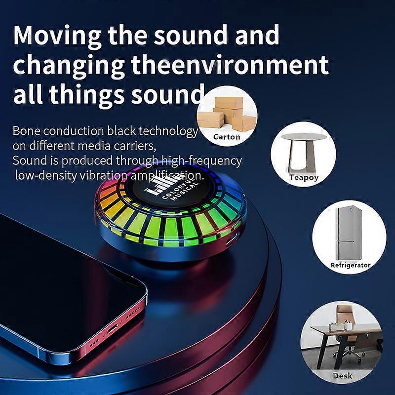 Bluetooth Bone Conduction Stereo Speaker Smart Control Atmosphere Light Pickup Lamp Wireless Mini HiFi Subwoofer For IOS Android