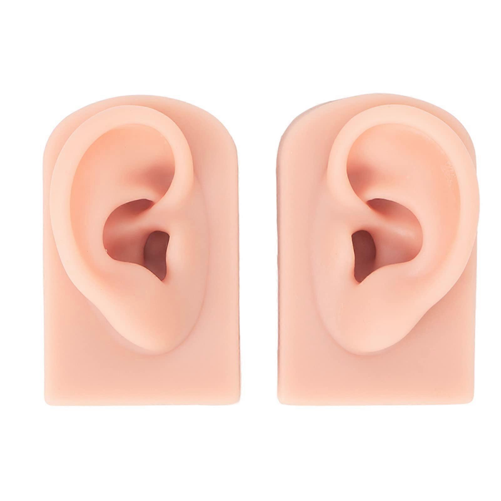 Silicone Ear Model Pair with Realistic Skin Texture for Piercing Practice and Jewelry Display