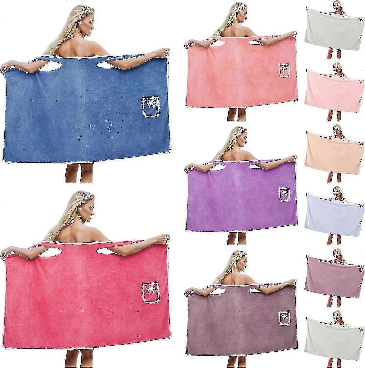 Women's Adjustable Bath Towel Wrap Spa Robe Lightweight Cover Up