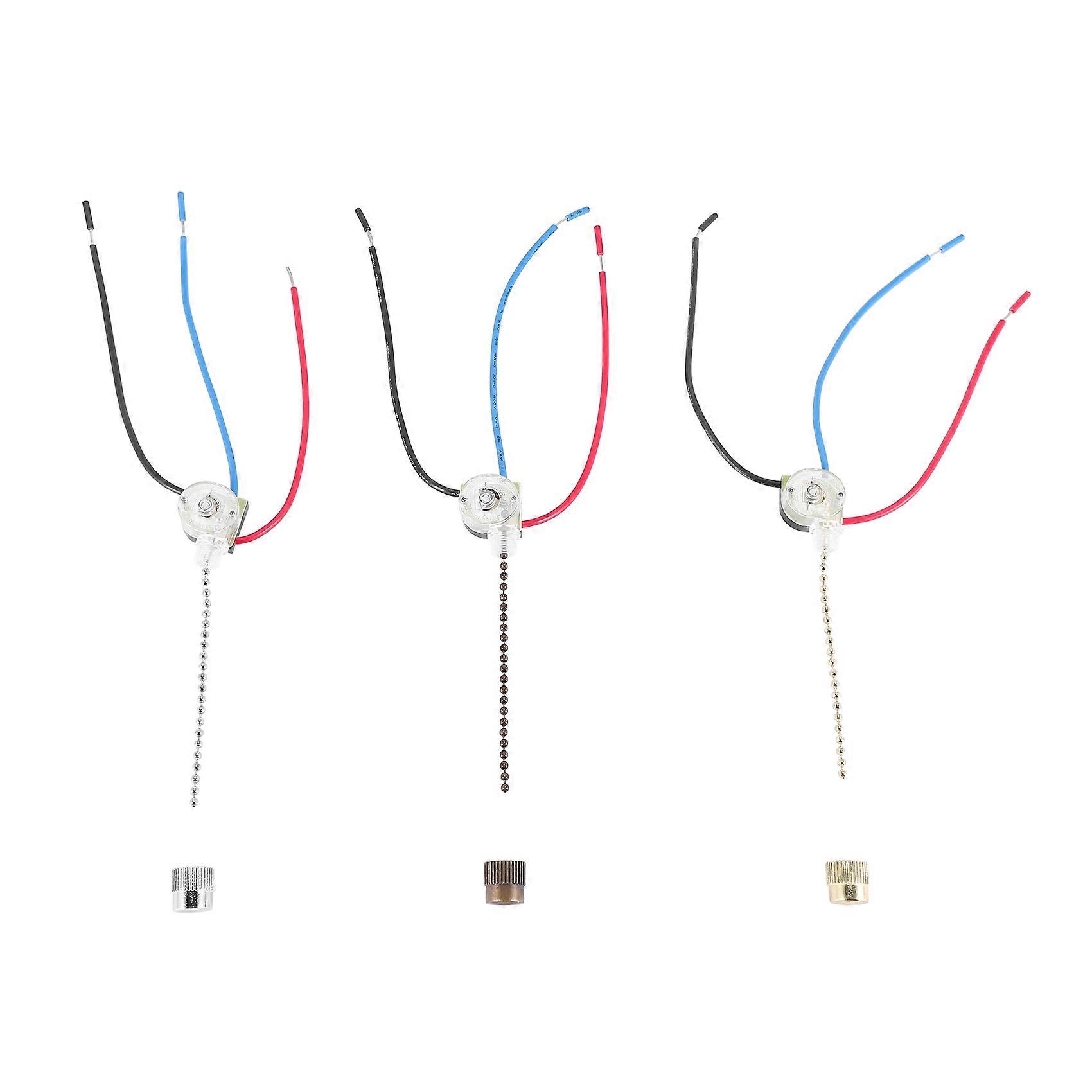 3Pack Ceiling Fan Light Switch ZE-110 Fan Switch 3 Way Speed Fan Switch Ceiling Pull Chain Switch Replacement