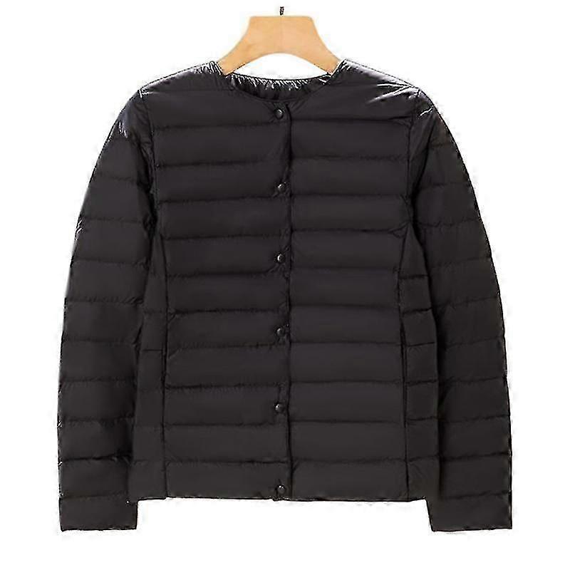 New Light Down Jacket V-neck Round Neck Long Sleeved White Duck Down Jacket Light Oversize Coat