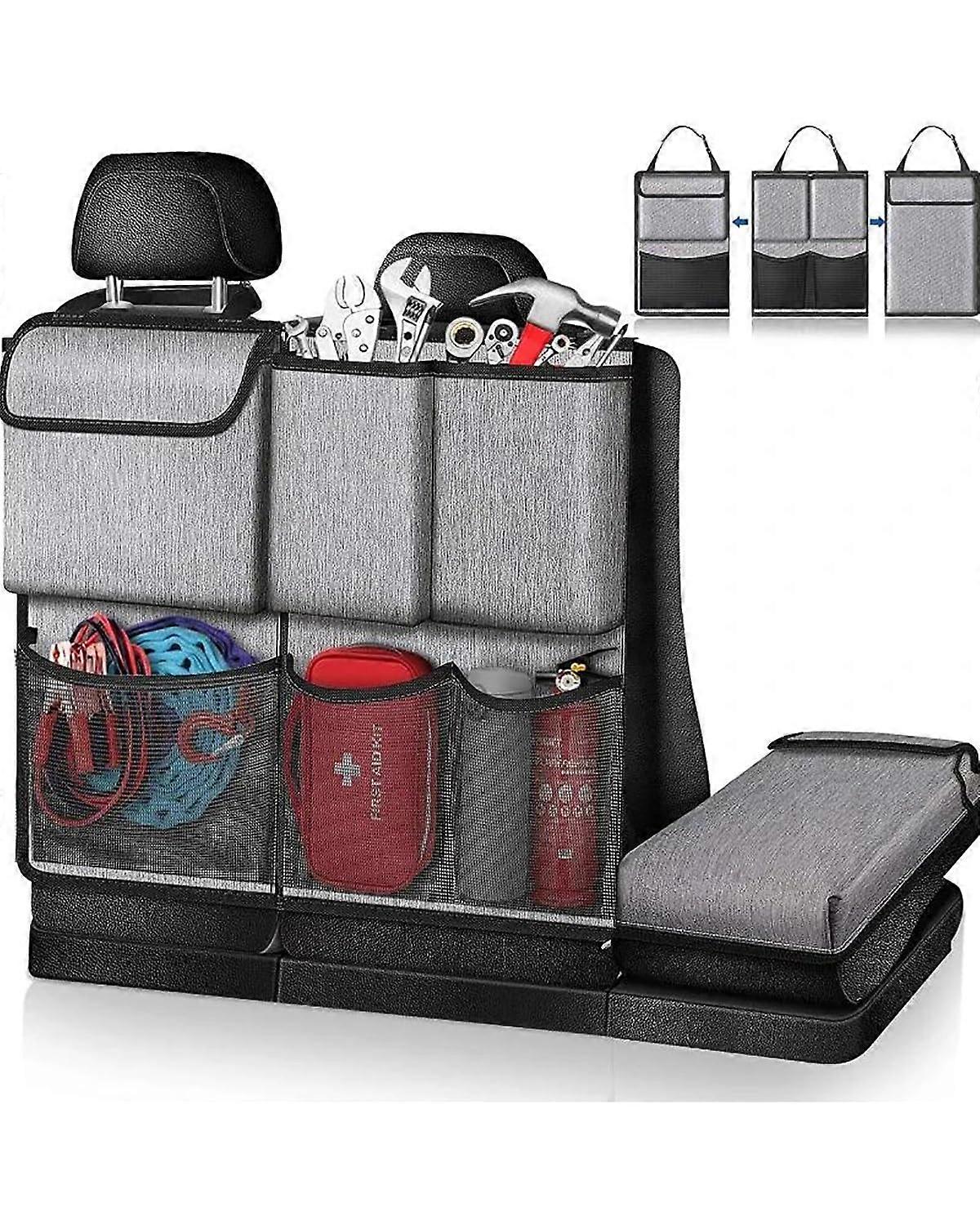 Large Capacity Car Trunk Organizer with Storage Net, Waterproof Bottom, Durable Oxford Material