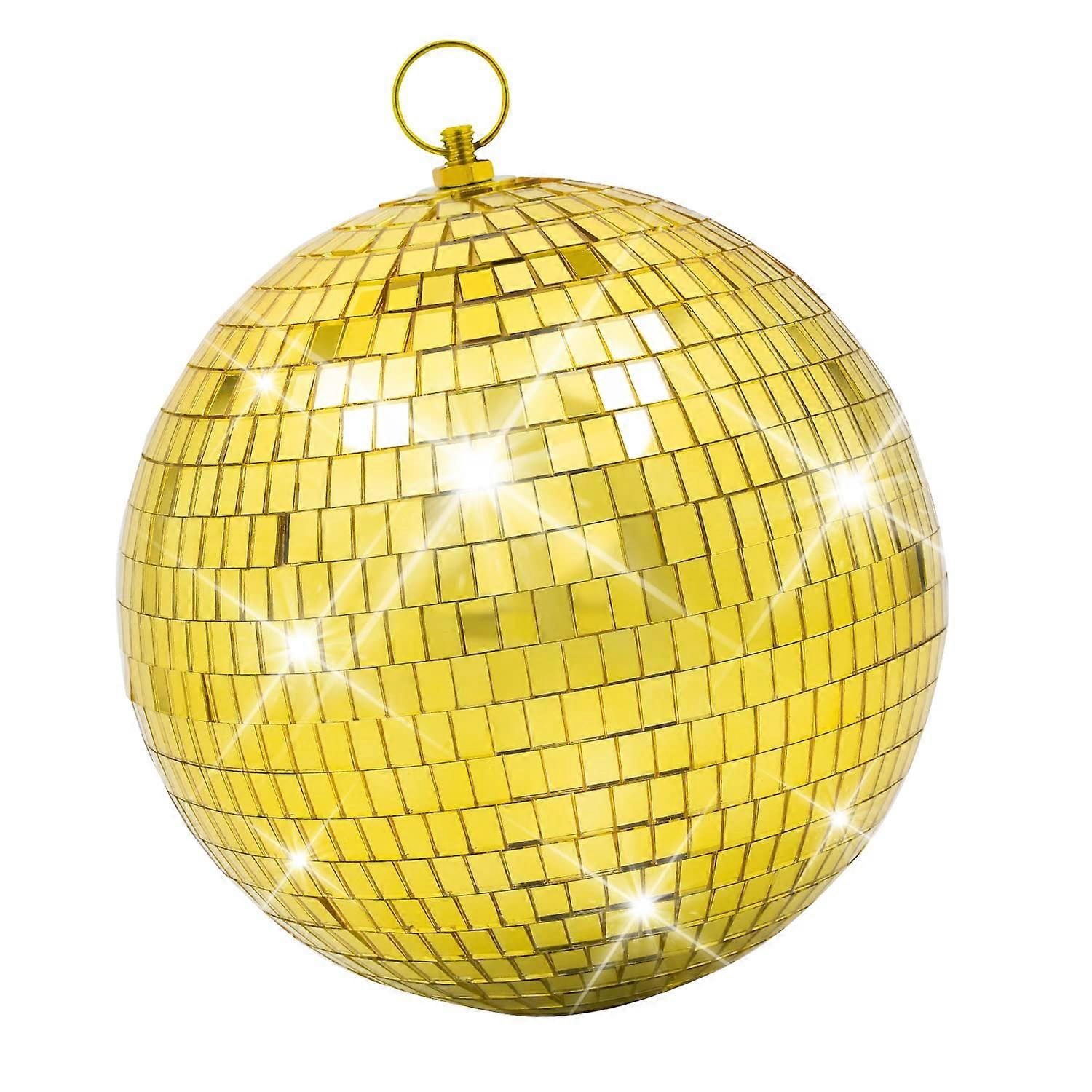 8 Inch Gold Disco Ball with Hanging Ring for Party Decor, Captivating Light Reflections