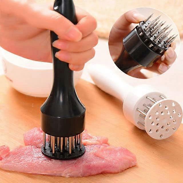 Meat Tenderizer Tool with Sharp Stainless Steel Needles for Steak, Poultry, BBQ  White/Black