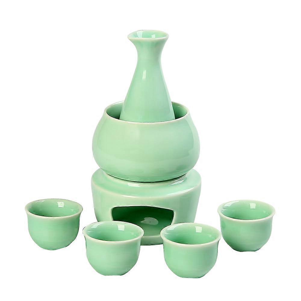 Japanese Sake Set with Warmer, Complete 7Piece Ceramic Kit for Hot or Cold Serving