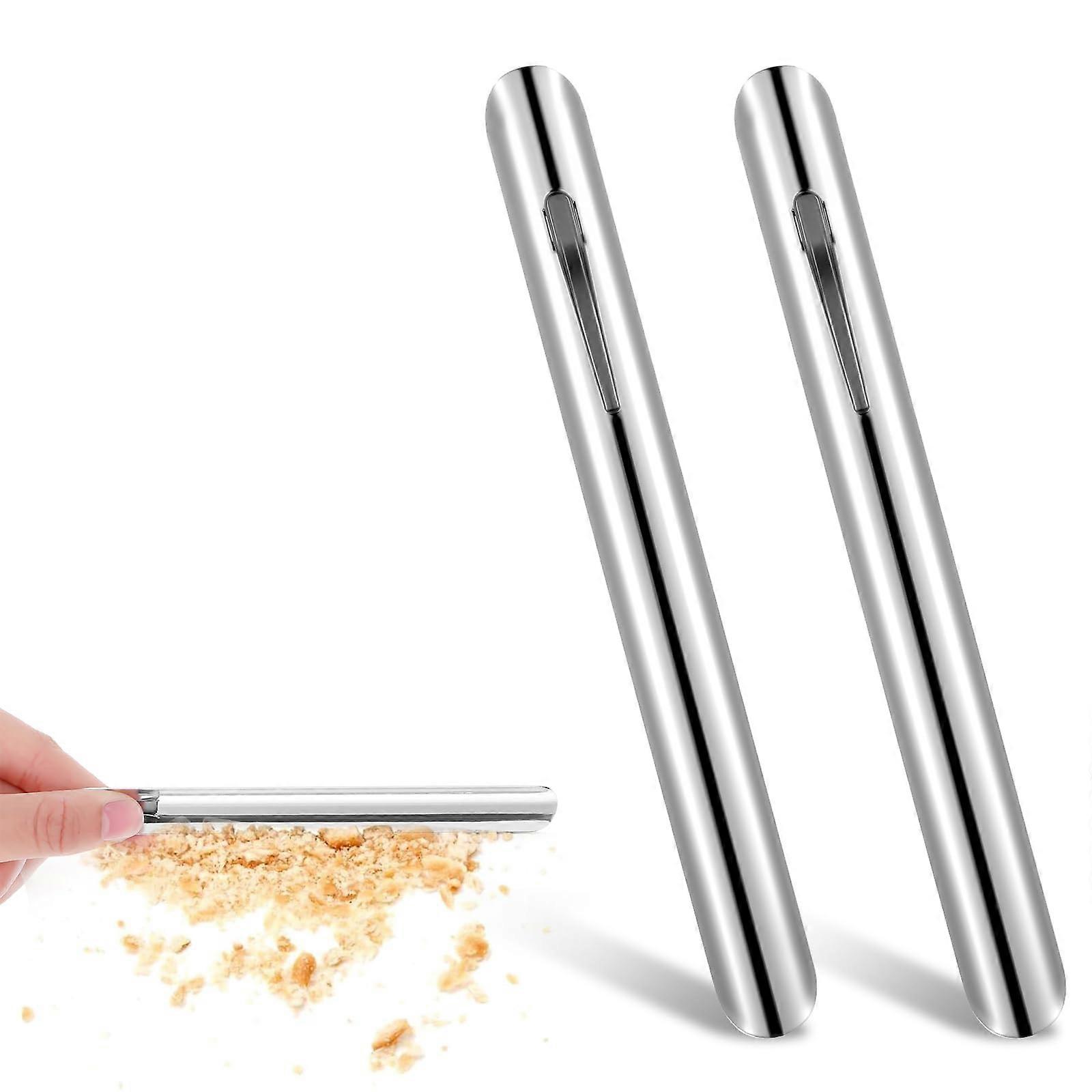 2Pcs Crumb Sweeper for Restaurant Servers, Silver Table Crumb Scraper with Pocket Clip