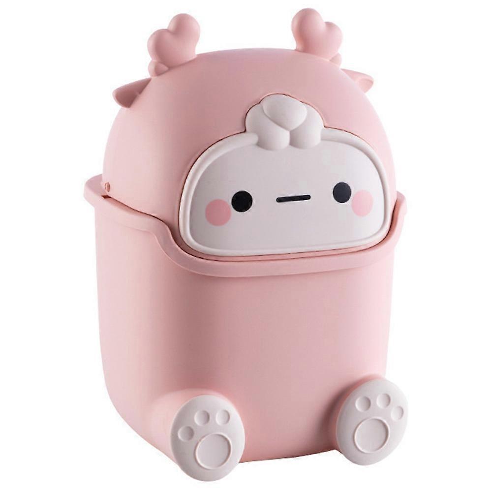 Cartoon Creative Flip Lid Desktop Trash Can Mini Home Office Garbage Bin