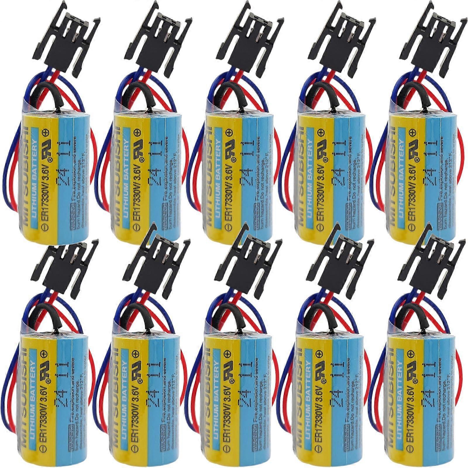10PCS ER17330V 3.6V PLC Lithium Backup Battery with Plug A6BAT MRBAT for Servo Driver