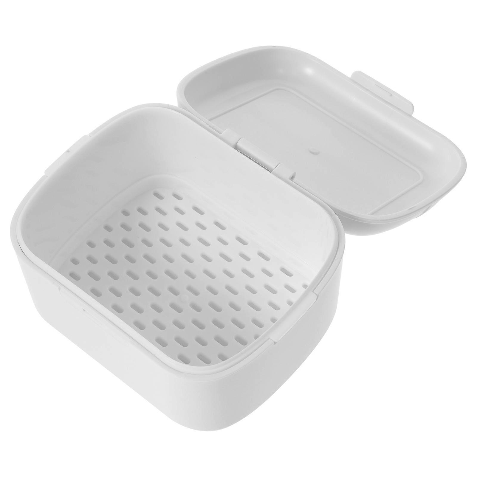 Portable Denture Case Denture Container for Soak 5Pcs Compact White PP