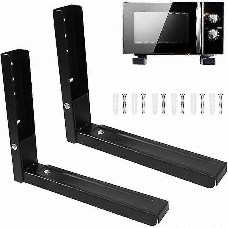 Kitchen microwave mount - 2 black wall brackets universal fit