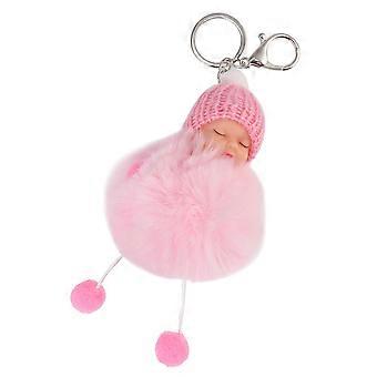 Hairball Key Ring Lovely Sleeping Baby Figure for Hanging Use 1 Piece