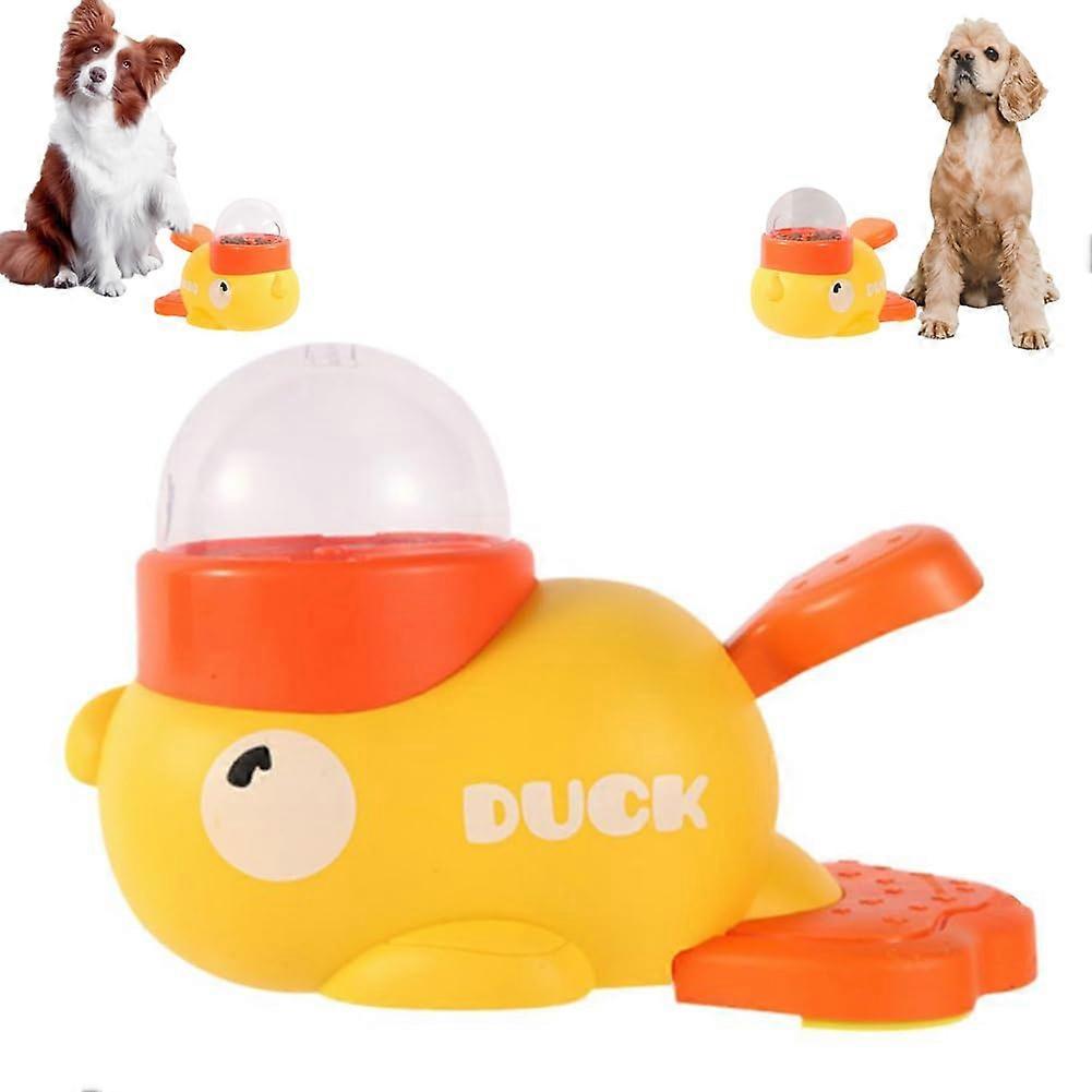 Interactive Dog Feeder Duck Shape Puzzle Toy with Adjustable  Dispensing for Pets 1pcs