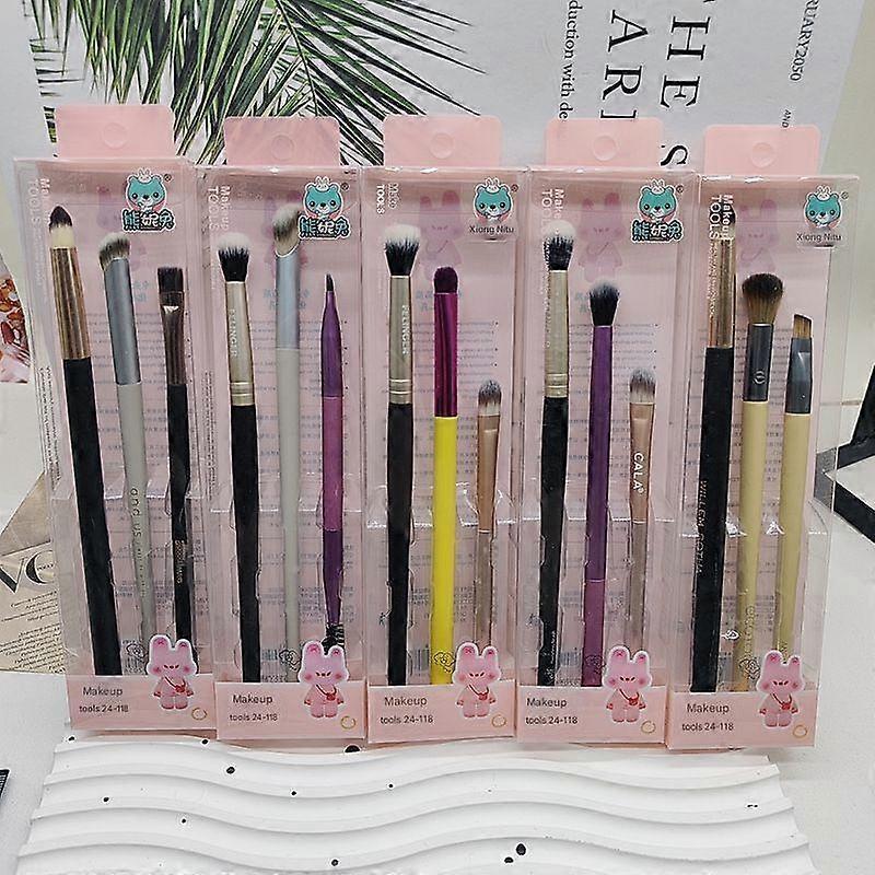 Makeup Brush Set, 3-Piece, Plastic Handle, For Eyeshadow Application