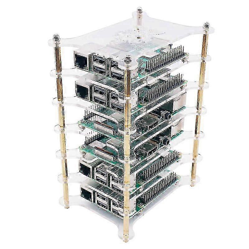 Clear Enclosure Box 6-Layers Acrylic Bone Plate Stack for Raspberry Pi 4B/3B+/3B/2B/B+
