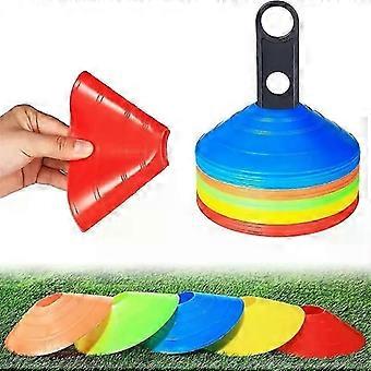 Ensemble de 10/15/20/25 cônes d'agilité pour l'entraînement multisports, avec support en plastique, compatible avec le football et les jeux de balle de soccer.