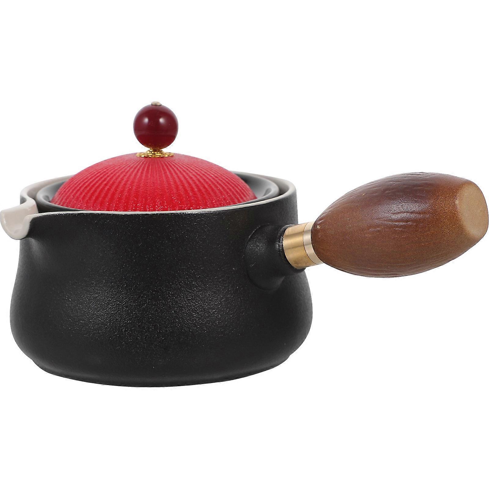 Ceramic Side Handle Tea Pot for Loose Tea Black Practical Use