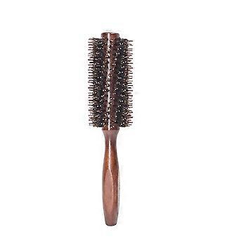 Escova de cabelo redonda com cerdas de javali e cabo de madeira – ideal para alisar e cachear os cabelos.