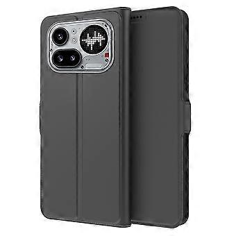 Compatível com Nothing Phone (4a) Pro Case à prova de choque, revestimento interno em TPU, capa de couro para celular com compartimento para cartão.