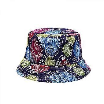 Cute Bucket Hat Beach Fisherman Hats for Women, Reversible Double-Side-Wear Unisex (HATG020)