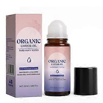 Biologische koudgeperste ricinusolie roll-on, 50 ml, voor hydratatie van huid en haar.