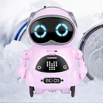 Intelligent Mini RC Robot Toy Talking Sound Control Walking Dancing Singing with LED Light for Kids (Pink)