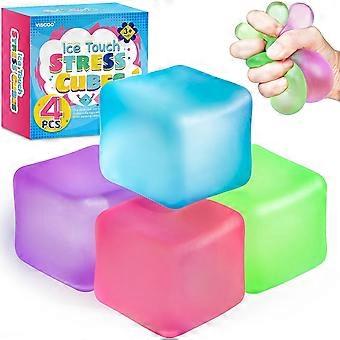 Packa stresskub, långsamt stigande iskubsbollar för vuxna och barn, sensorisk fidgetleksak för ångestlindring, fyrkantiga squishy klassrumspriser, festgåvor