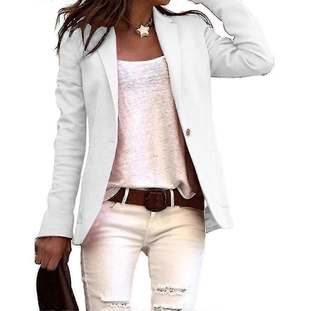 Ladies Work Office Lapel Jacket Suit Blazer One Button