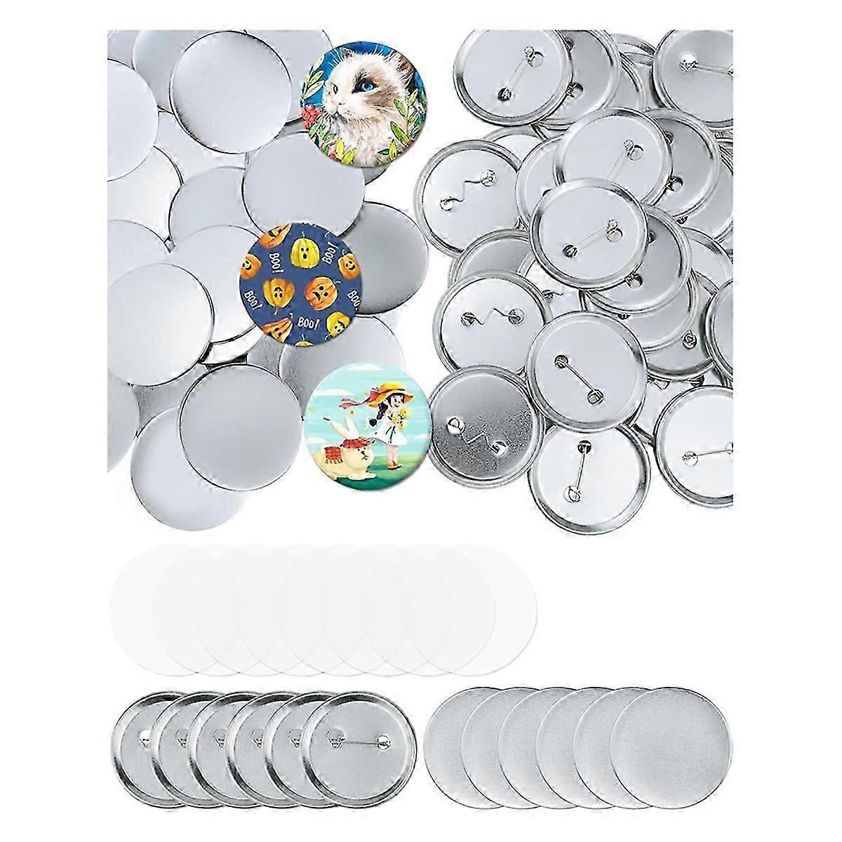150 Pcs 2.28inch(58mm) Button Blanks Kit- for Custom Pins, Includes Metal Shells, Pin Backs&Clear F