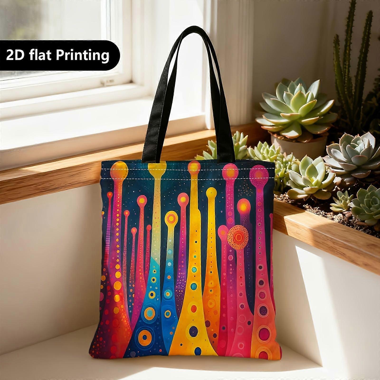 Sac cabas 2D double face | Design vibrant, abstrait et psychédélique, idéal pour les voyages, les cosmétiques, le rangement des vacances et la maison - Rpolk